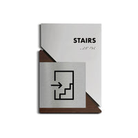 Stairs Sign: Wood & Stainless Steel Plate — "Creative" Design